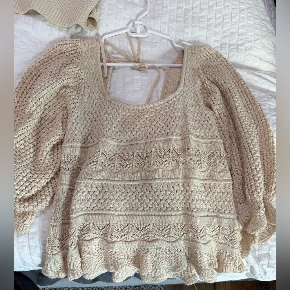Lucy Paris  Cream Knit Sweater